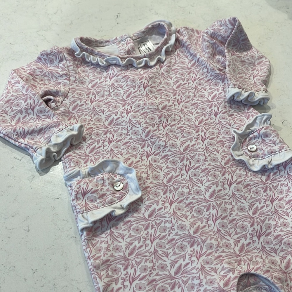 Lila and Hayes Pink Garden Party Ruffle Romper.  Size 9-12M